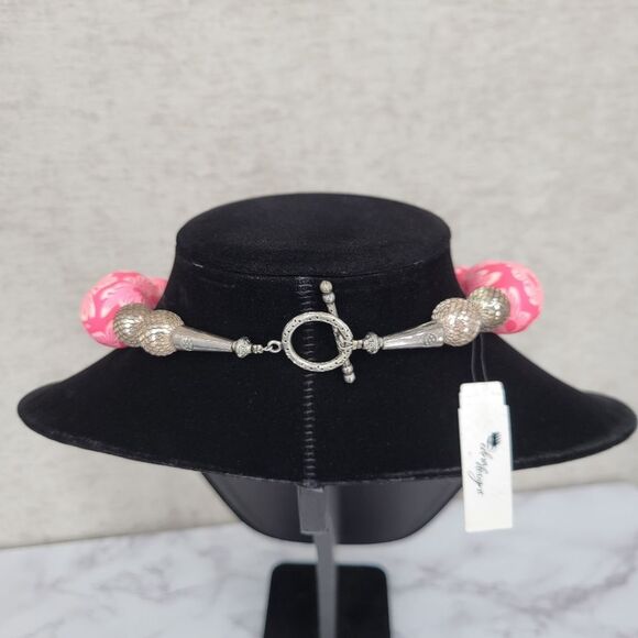 Pink Floral Chunky Statement Necklace by Edna Designs - Picture 9 of 14